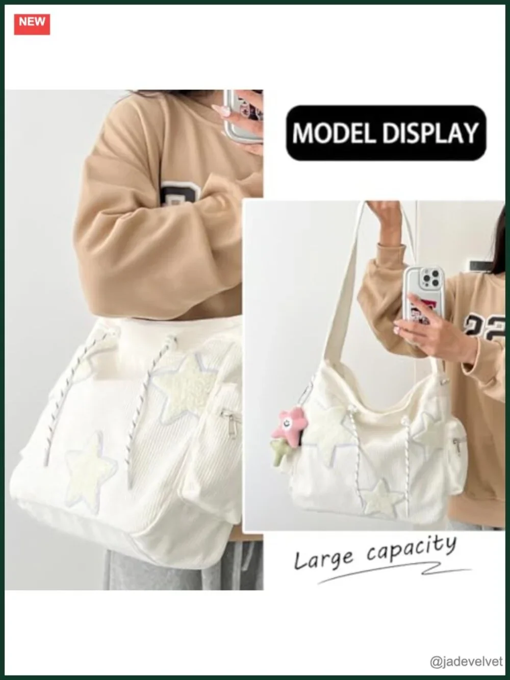 Corduroy Tote Bag Aesthetic Messenger Y2K Hobo Crossbody Shoulder Bag